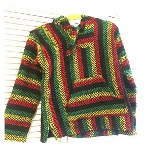 Pull over Rasta color hoodie.